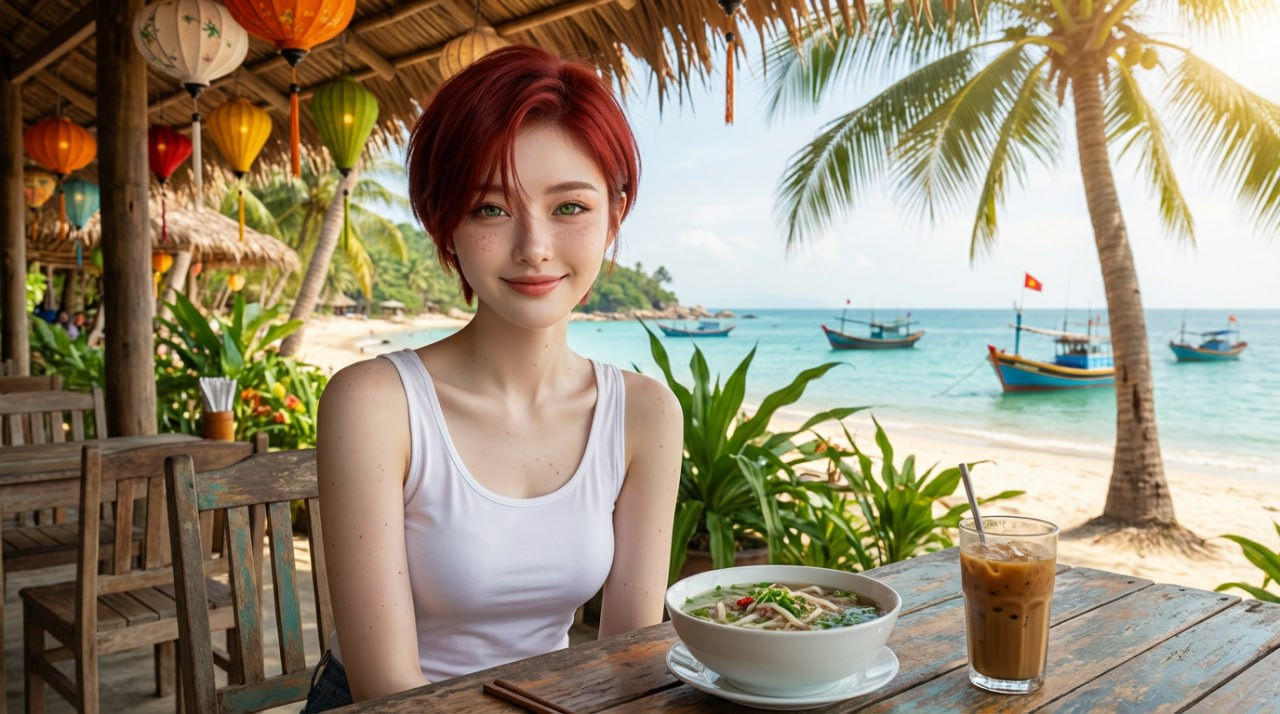 Linh at sea restaurant with food